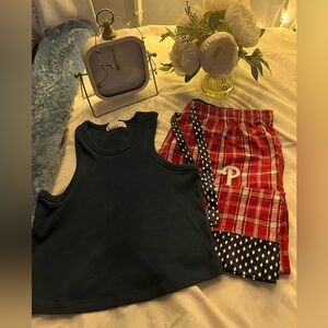 Phillies Pajamas soft with silk bottoms & drawstrings. Cotton top